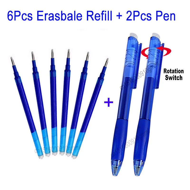 Gel Ink Pen Set - 6+2Pcs/Set 0.7MM Erasable Gel Pen Refill