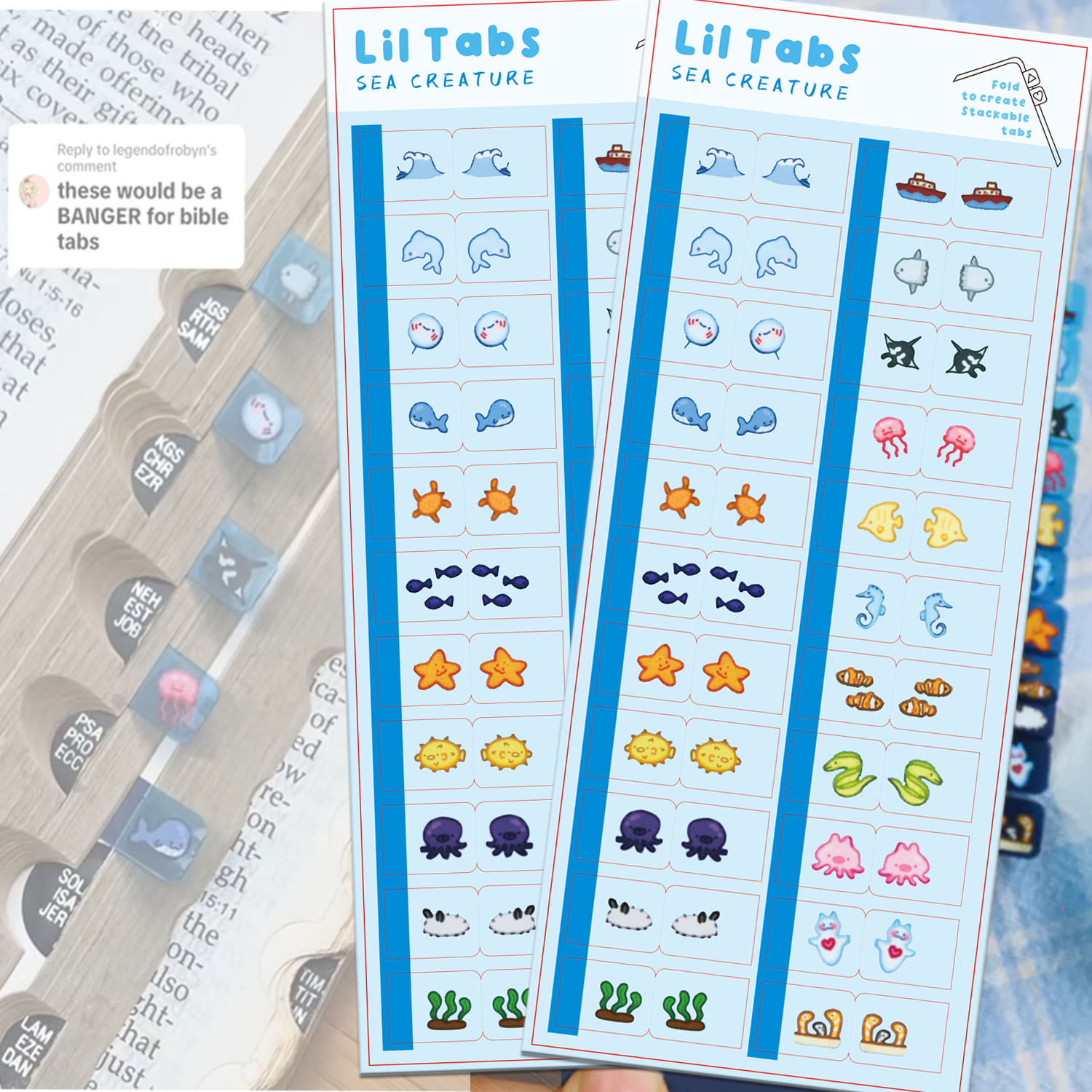 Memo Pad Sticky - Sea Creature Lil Tab Stickers Tabs,Cute