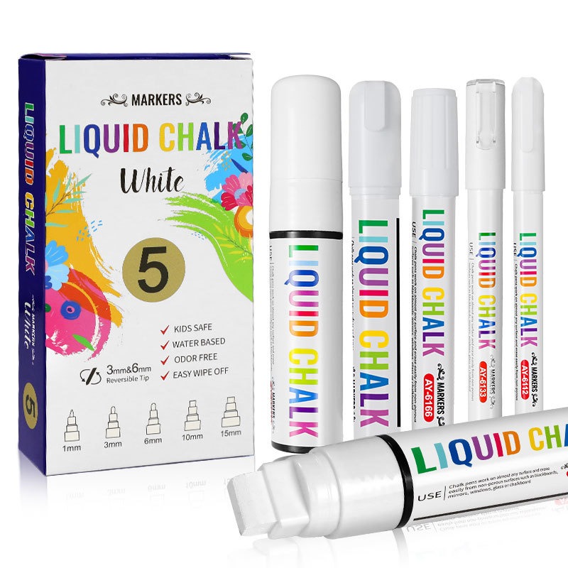 5pcs/set White Chalk Markers L - Whiteboard Marker Set 评论和价格