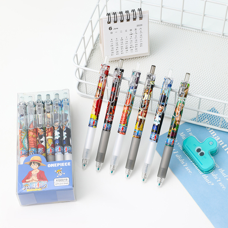 Anime One Piece 12/24Pcs Black - Gel Ink Pen Set 评论和价格
