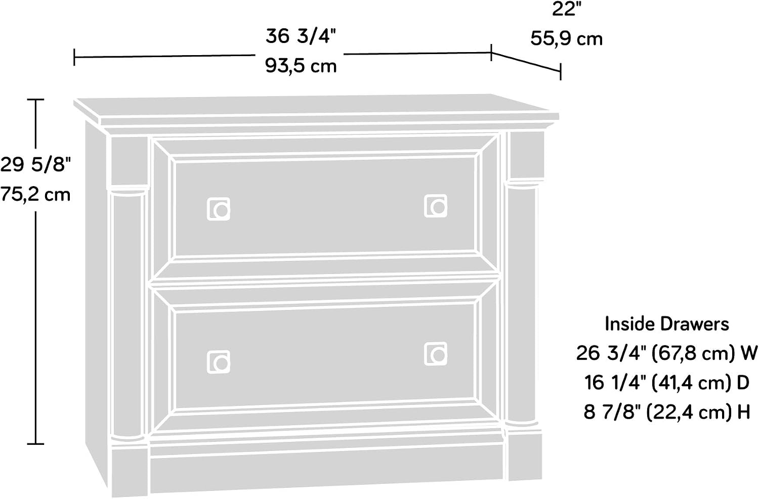 Palladia 2 Drawer File Cabinet - File Folder Hanging 评论和价格